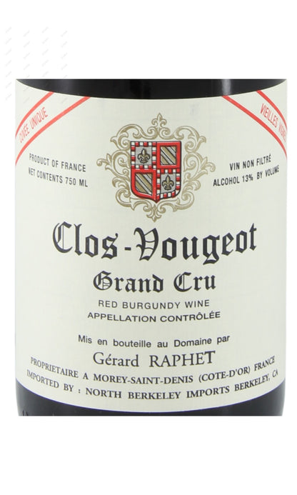 Gerard Raphet, Clos Vougeot, Grand Cru, Cuvee unique