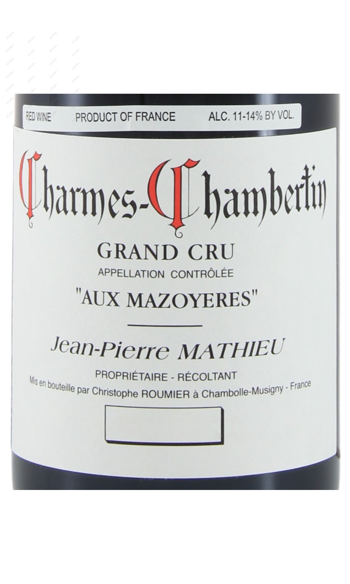 Jean Pierre Mathieu, Charmes Chambertin, Aus Mazoyeres, Grand Cru