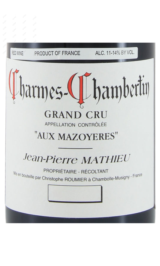 Jean Pierre Mathieu, Charmes Chambertin, Aus Mazoyeres, Grand Cru