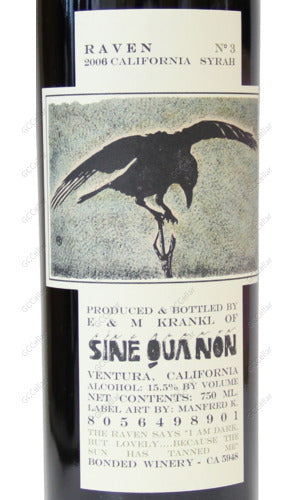 SQVCS-A2006 Sine Qua Non, Raven Series #3 Syrah 辛寬隆 渡鴉 #3 750ml